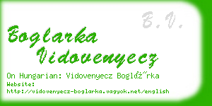 boglarka vidovenyecz business card